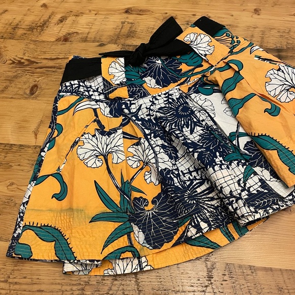 Gold and Blue Mini Skater Skirt with Tie Front - Picture 8 of 8